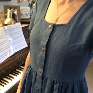 SOLD ON CROSSPOST NPL notPERFECTLINEN Odessa maxi dress in indigo 100% linen